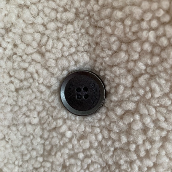 NWT DKNY Cream Faux Fur Peacoat Zipped Pockets Back Logo XL - Picture 4 of 15